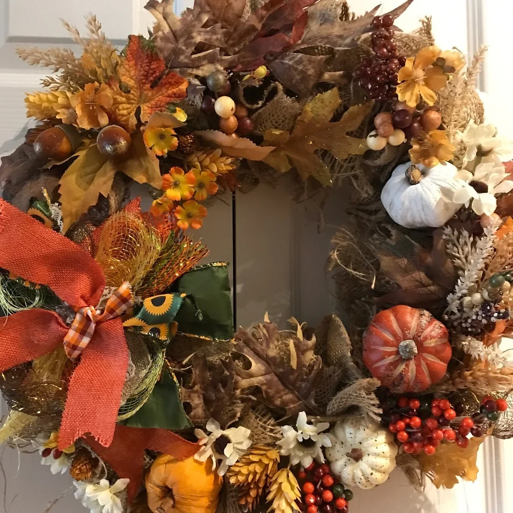 Fall Wreath Harvest Autumn Colors Handmade Fall Harvest Approx 18”x 6 Final Sale